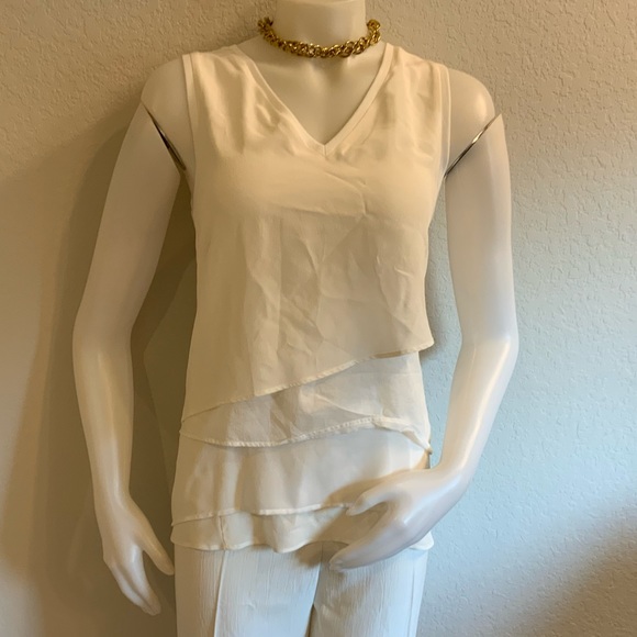 PESERICO White Cotton Silk Layered Top Sz IT42/US6 - Picture 3 of 11